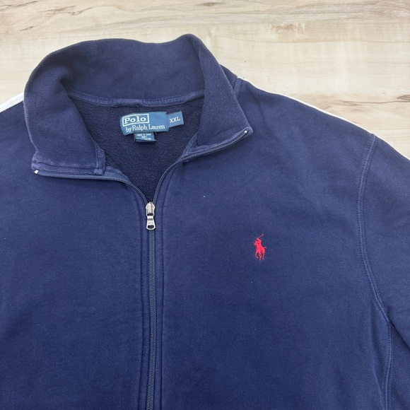 Polo Ralph Lauren Men’s Track Jacket Vintage Navy with White Jacket Sz 2XL - Picture 3 of 6